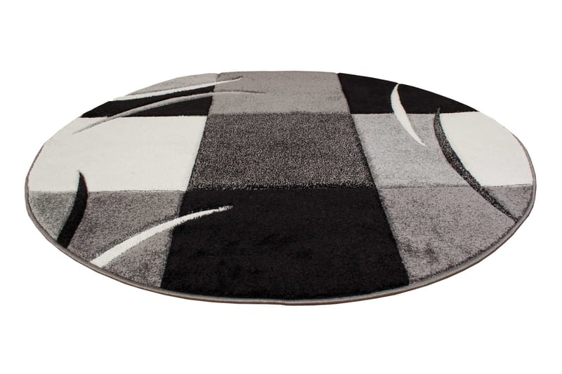 London Patch Friezematte Rund 200 - Svart - Tekstiler - Tepper & Matter - Moderne tepper - Wiltontepper