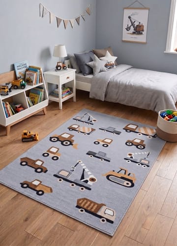Maskinvevd teppe KM Home Play Wheels 120x160 Grå - grå - Tekstiler - Tepper & Matter - Utendørstepper - Plasttepper